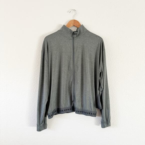 Under Armour Gray Loose Jacket womens XL zip up heathered long sleeve - Picture 1 of 6